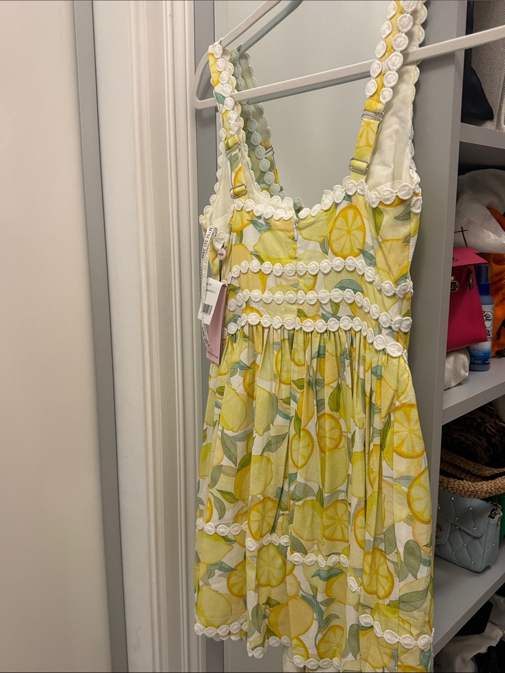 BNWT Avec Les Filles Lemon Print Sundress with White Crochet Trim - Picture 4 of 5